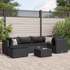 vidaXL 7 Piece Garden Lounge Set with Cushions Black Poly Rattan
