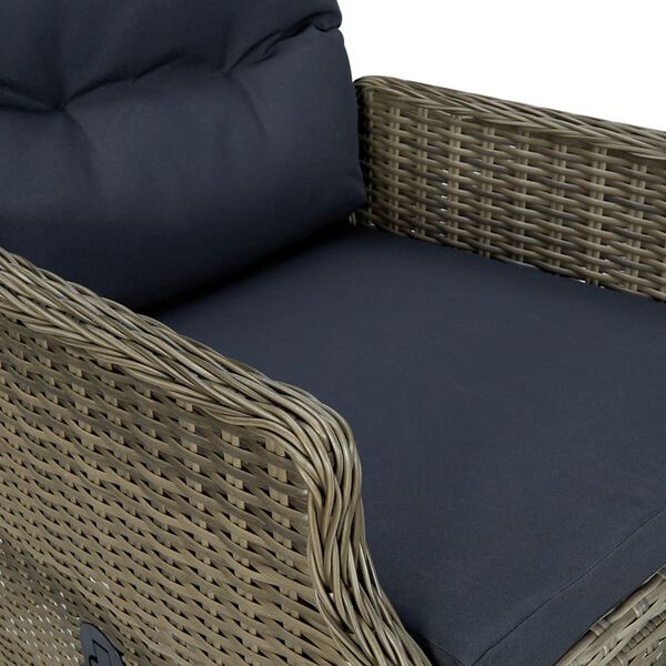 vidaXL 2 Piece Garden Lounge Set with Cushions Poly Rattan Brown