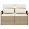 vidaXL Garden Sofa with Cushions 2-Seater Beige Poly Rattan