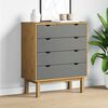 vidaXL Drawer Cabinet OTTA Brown&Grey 76.5x39.5x90cm Solid Wood Pine