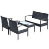 vidaXL 4 Piece Garden Lounge Set with Cushions Poly Rattan Black