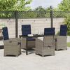 vidaXL Garden Dining Set with Cushion 5 pcs Grey Poly Rattan