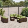 vidaXL 9 Piece Garden Sofa Set with Cushions Brown Poly Rattan