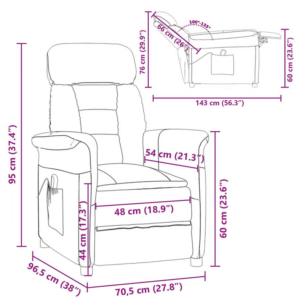vidaXL Massage Chair Light Grey Microfibre Fabric