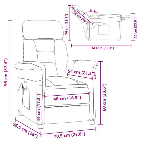 vidaXL Massage Chair Light Grey Microfibre Fabric