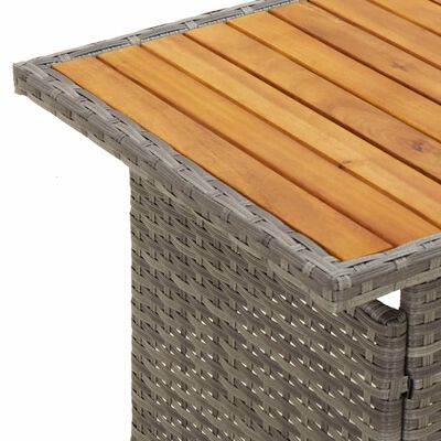 vidaXL Garden Table Grey 100x50x43/63 cm Solid Wood Acacia&Poly Rattan