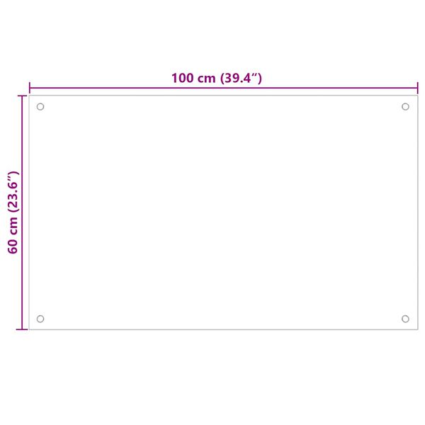 vidaXL Kitchen Backsplash White 100 x 60 cm Tempered Glass