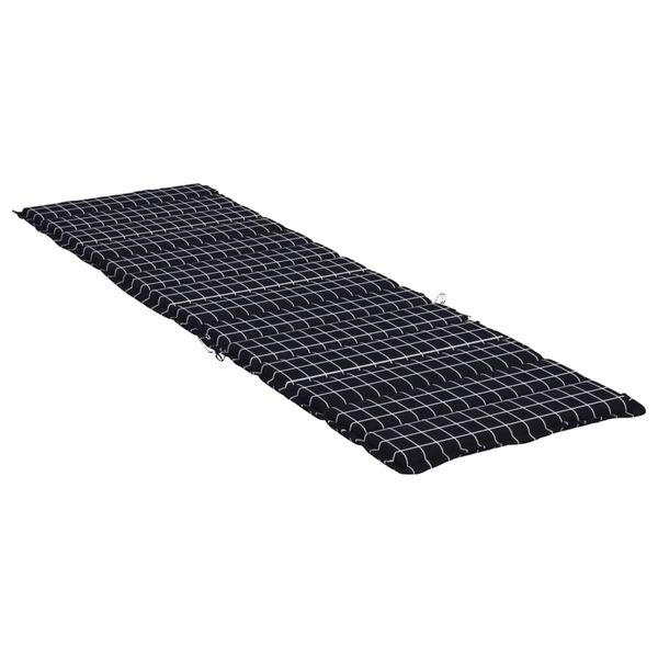 vidaXL Sun Lounger Cushion Black Check Pattern Oxford Fabric
