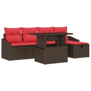 vidaXL Garden Sofa Set with Cushion 6 pcs Brown Poly rattan