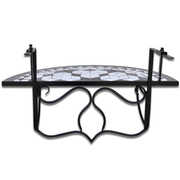 vidaXL Hanging Balcony Table Black and White Mosaic