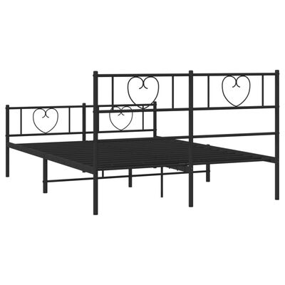 vidaXL Metal Bed Frame without Mattress with Footboard Black 135x190 cm Double