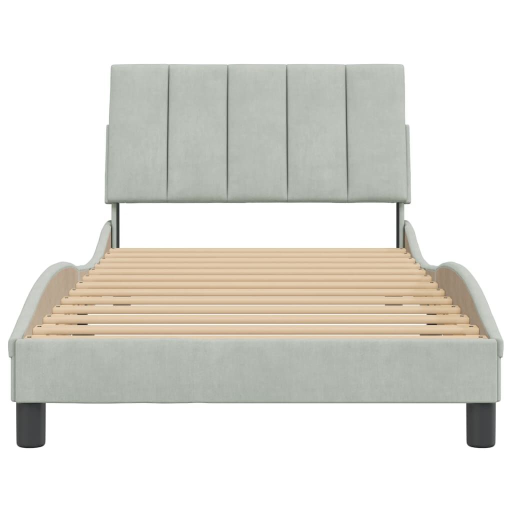 vidaXL Bed Frame without Mattress Light Grey 100x190 cm Velvet