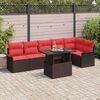 vidaXL Garden Sofa Set with Cushion 7 pcs Brown Poly rattan