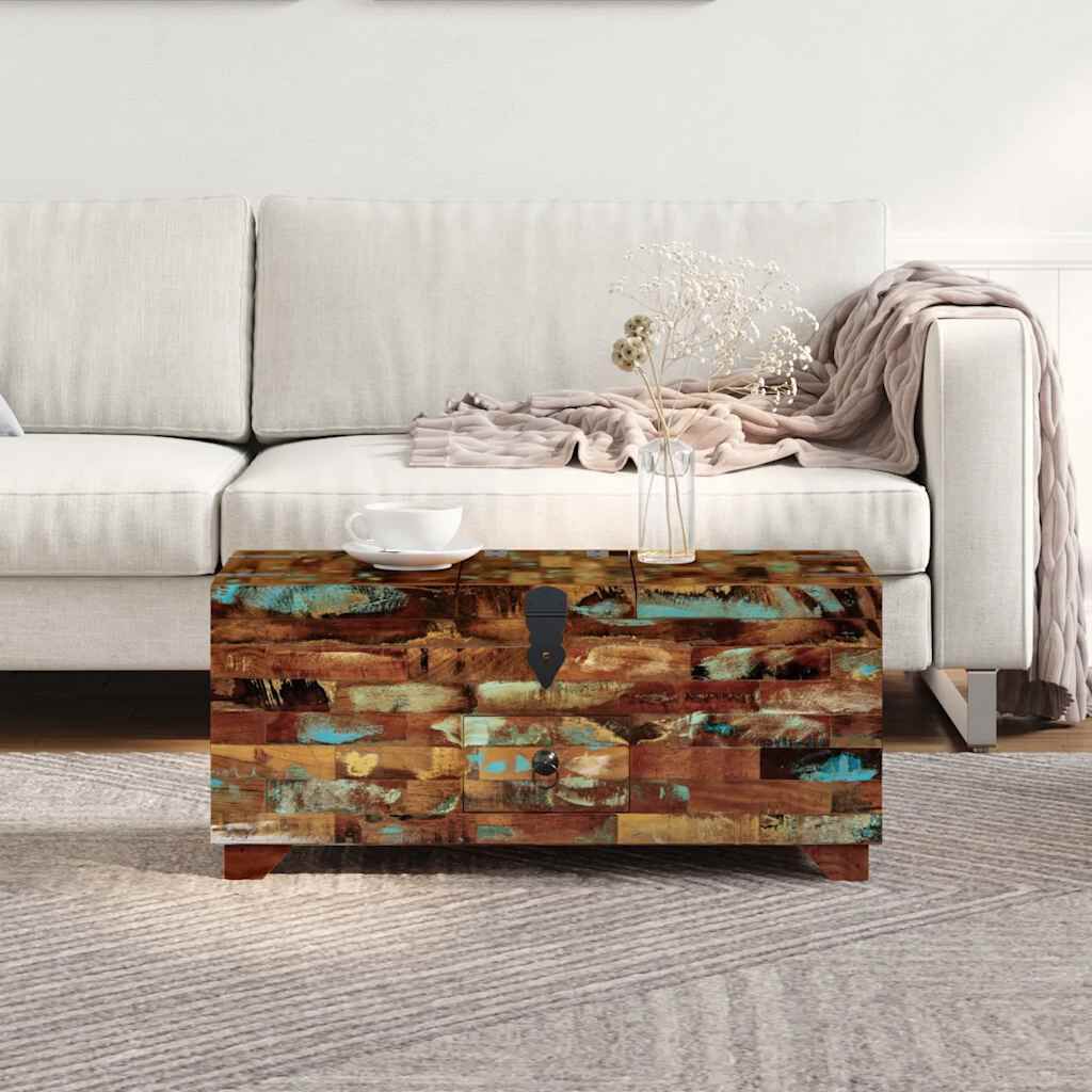 vidaXL Coffee Table Box Chest Solid Reclaimed Wood 80x40x35 cm