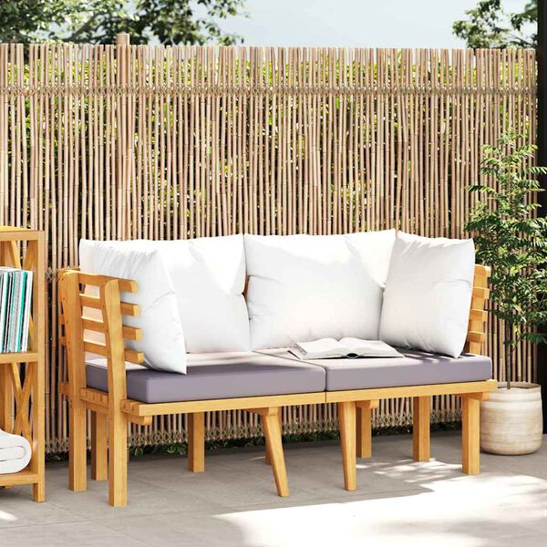vidaXL 2-Seater Garden Sofa with Cushions Solid Acacia Wood