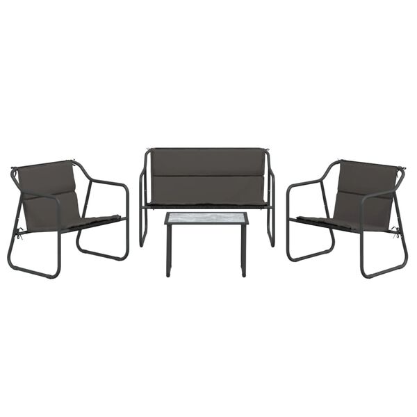 vidaXL 4 Piece Garden Lounge Set with Cushions Anthracite Steel