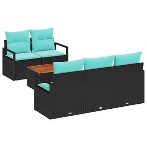 vidaXL Garden Sofa Set 6 pcs Black and turquoise
