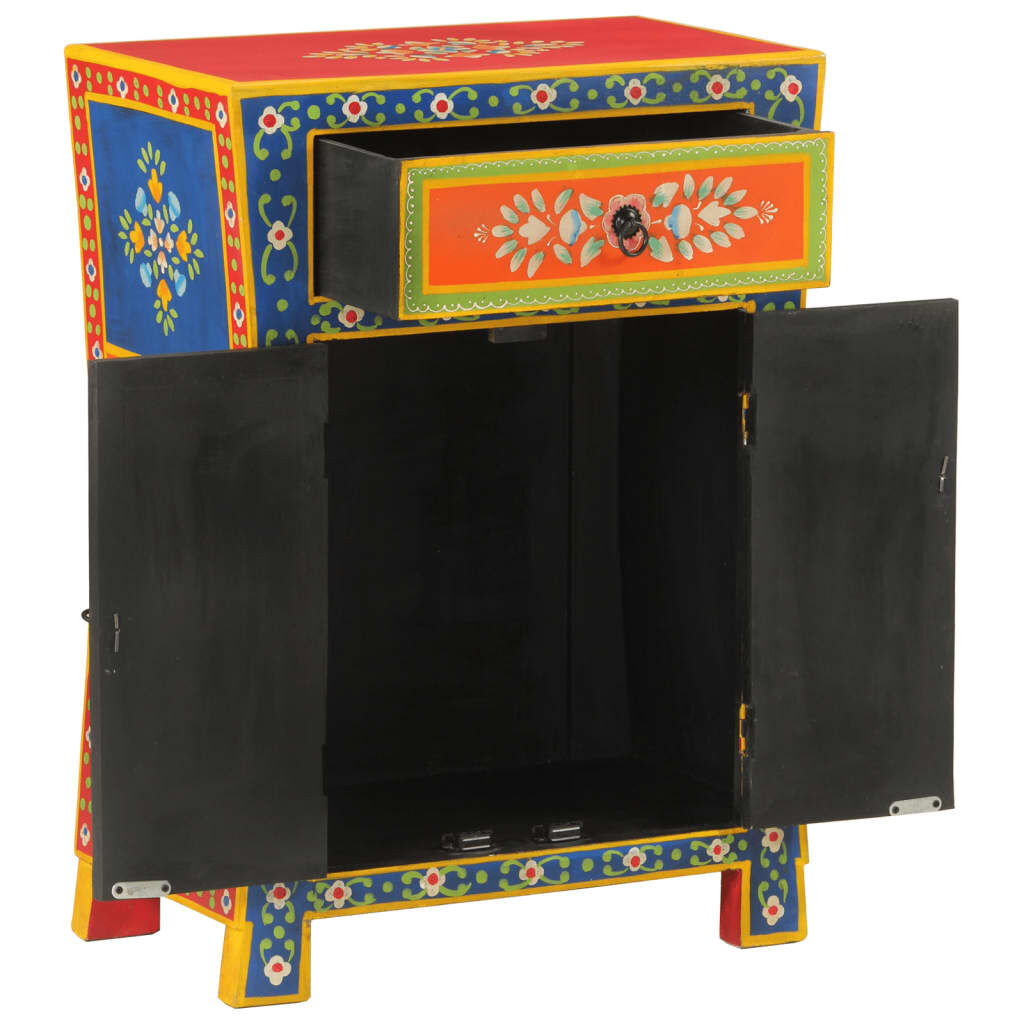 vidaXL Hand Painted Sideboard 54x30x74 cm Solid Wood Mango