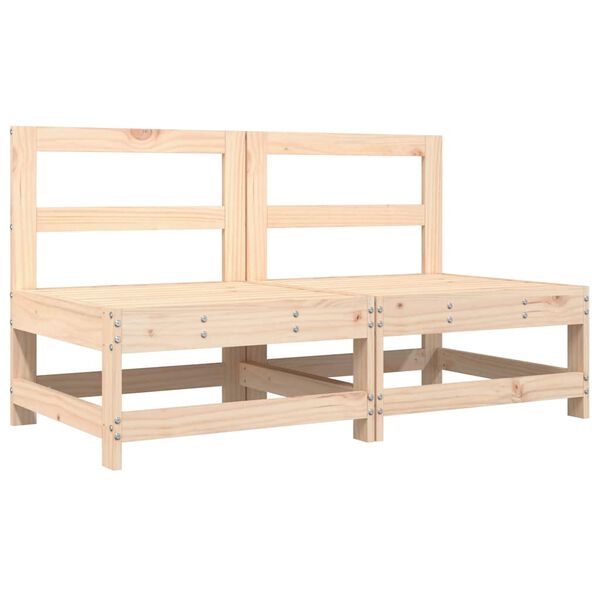 vidaXL Middle Sofas with Cushions 2 pcs Solid Wood Pine