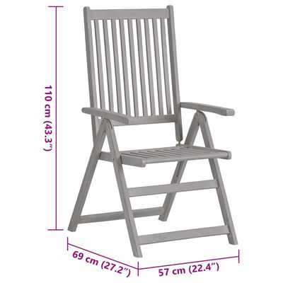 vidaXL Garden Reclining Chairs 6 pcs with Cushions Solid Acacia Wood