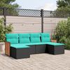 vidaXL 6 Piece Garden Sofa Set with Cushions Black Poly Rattan