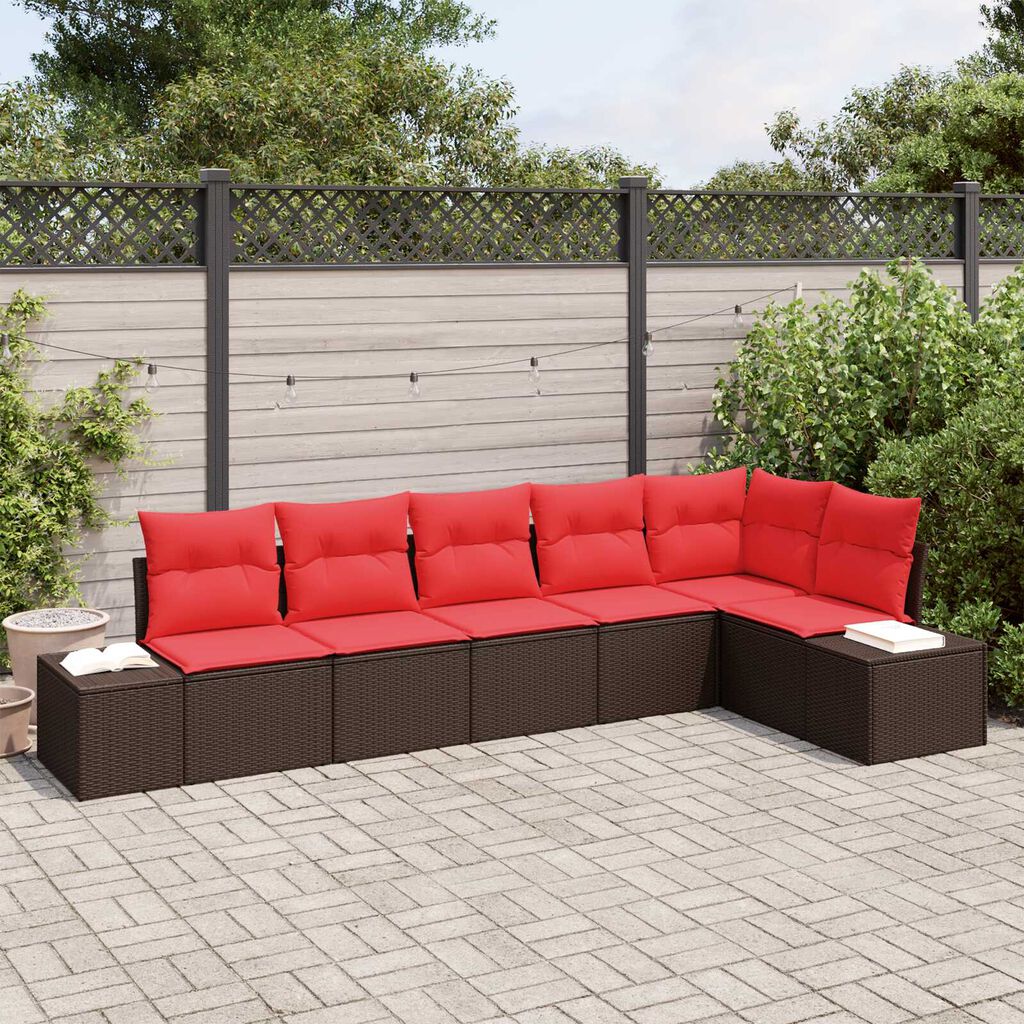 vidaXL 7 Piece Garden Sofa Set with Cushions Beige Poly Rattan