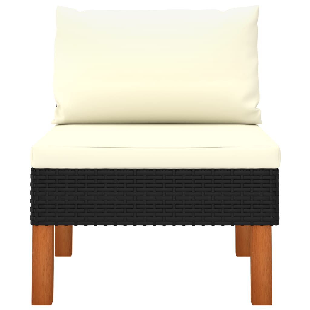 vidaXL Middle Sofas 3 pcs Poly Rattan and Solid Eucalyptus Wood