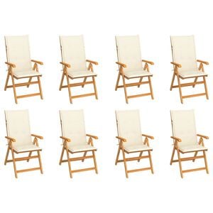 vidaXL Reclining Garden Chairs with Cushions 8 pcs Solid Teak Wood