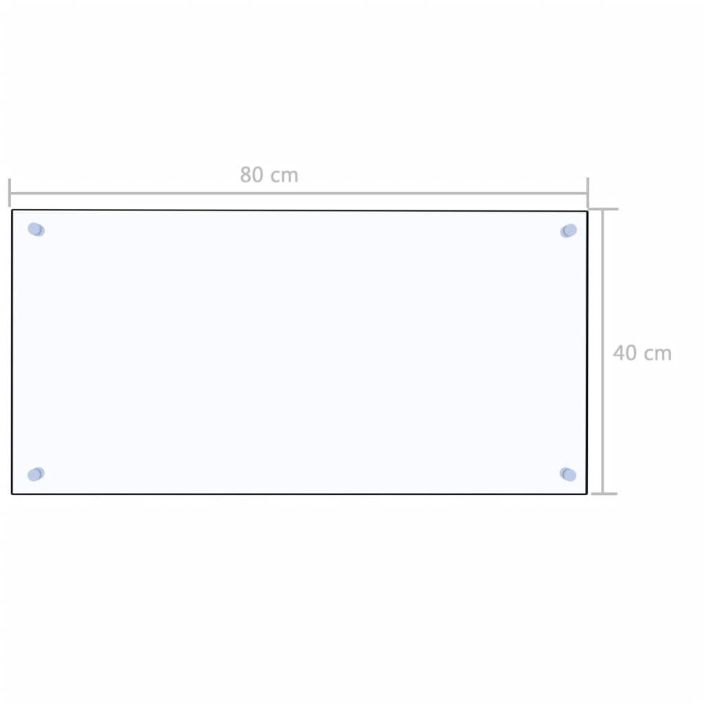 vidaXL Kitchen Backsplash Transparent 80 x 40 cm Tempered Glass