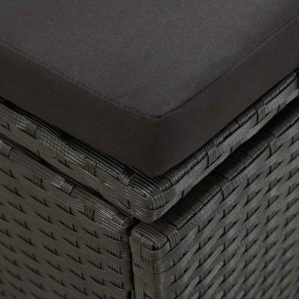 vidaXL Sun Bed with Cushions Poly Rattan Black