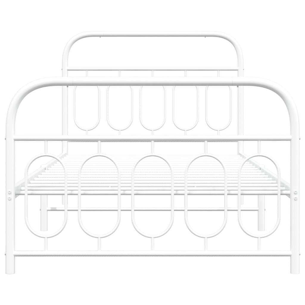 vidaXL Metal Bed Frame without Mattress with Footboard White 100x200cm