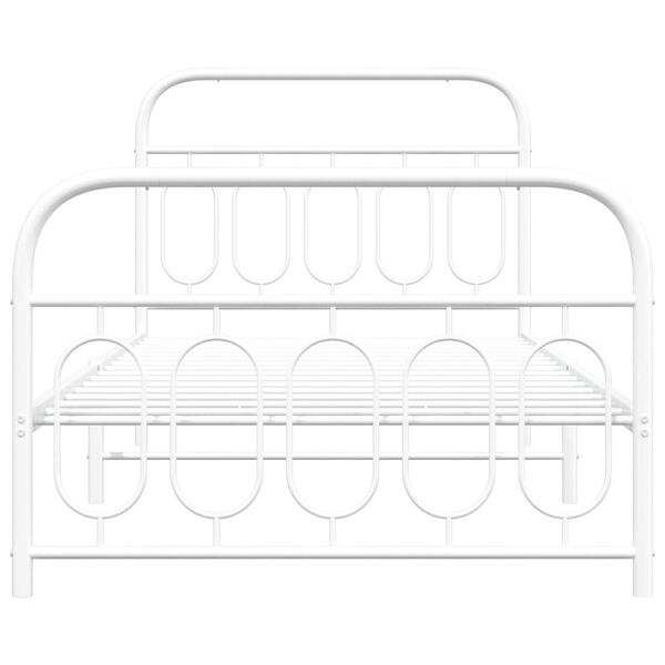 vidaXL Metal Bed Frame without Mattress with Footboard White 100x200cm