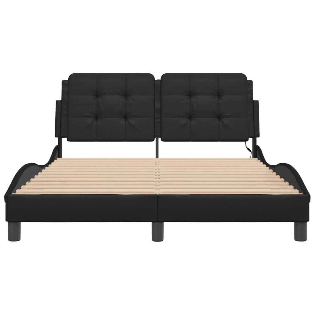 vidaXL Bed Frame with LED without Mattress "Zadar" Black 137x190 cm Double