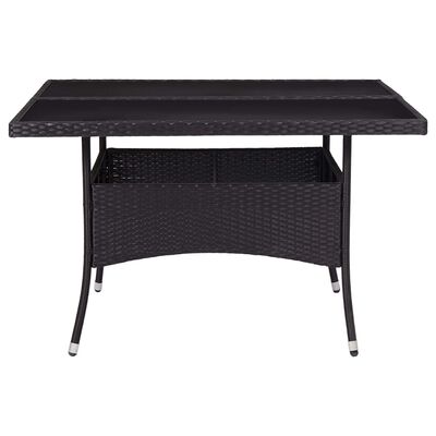 vidaXL Outdoor Dining Table Black Poly Rattan and Glass