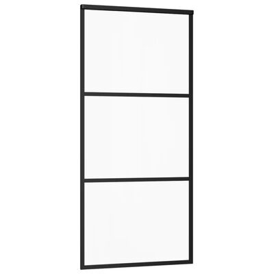 vidaXL Sliding Door ESG Glass and Aluminium 90x205 cm Black