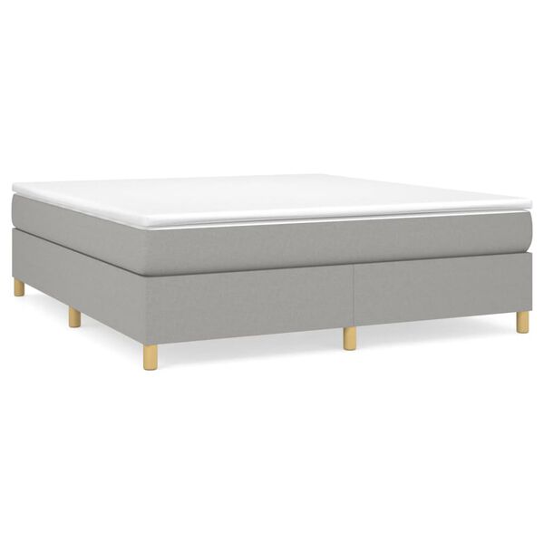 vidaXL Bed Frame without Mattress Light Grey King Fabric (US Only)