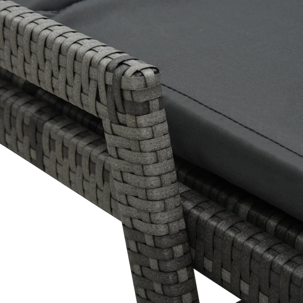 vidaXL Sun Lounger with Cushion Poly Rattan Grey