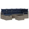 vidaXL Sofa Set with Cushion with Storage Grey and Navy Poly Rattan
