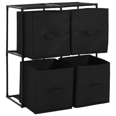 vidaXL Storage Cabinet with 4 Fabric Baskets Black 63x30x71 cm Steel