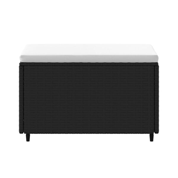 vidaXL Garden Footrest with Cushion Black Poly Rattan