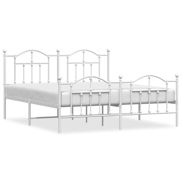 vidaXL Metal Bed Frame without Mattress with Footboard White 183x213cm