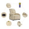 vidaXL Stand up Massage Recliner Chair Cream Fabric