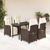 vidaXL 5 Piece Garden Dining Set with Cushions Brown Poly Rattan