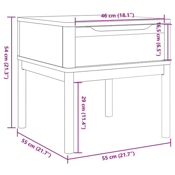 vidaXL Lamp Table FLORO Wax Brown 55x55x54 cm Solid Wood Pine
