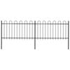 vidaXL Garden Fence with Hoop Top Steel 359x100 cm Black