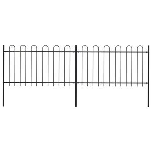 vidaXL Garden Fence with Hoop Top Steel 359x100 cm Black