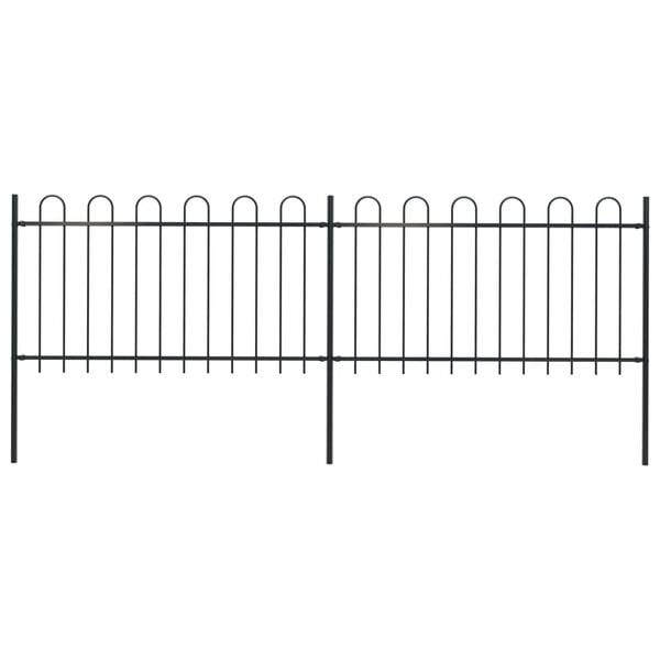 vidaXL Garden Fence with Hoop Top Steel 359x100 cm Black
