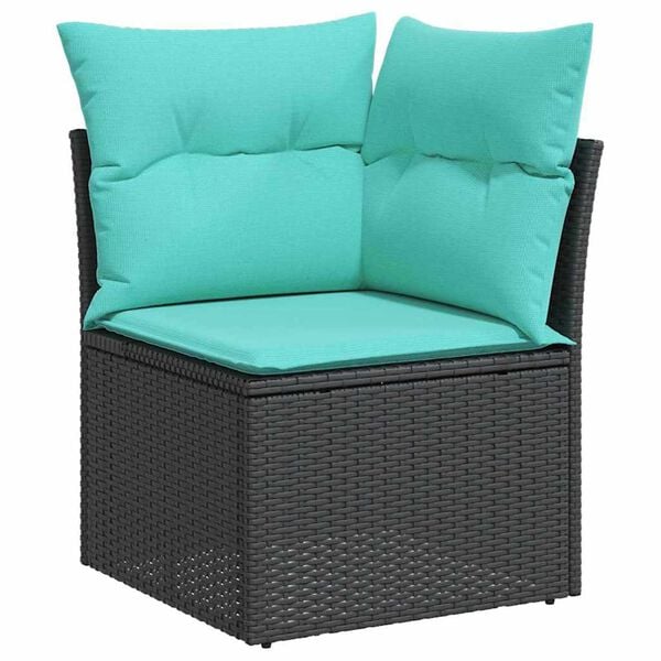 vidaXL Garden Sofa Set with Cushion 7 pcs Black Poly rattan