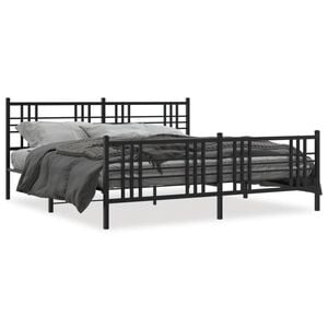 vidaXL Metal Bed Frame without Mattress with Footboard Black 193x203cm