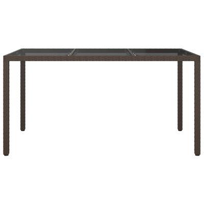 vidaXL Garden Table 150x90x75 cm Tempered Glass and Poly Rattan Brown